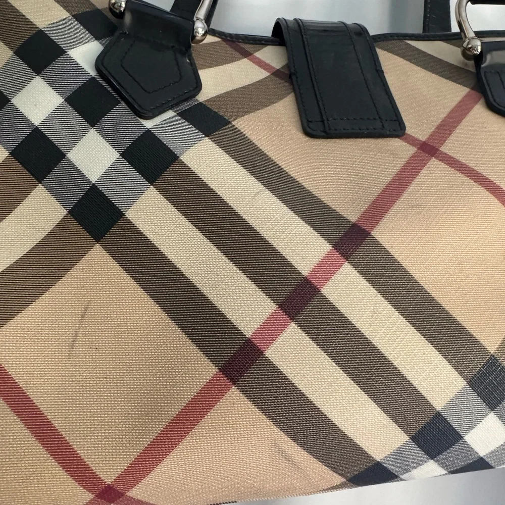 Burberry Classic Plaid Tote Bag in Beige and Black